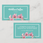 水の色をパーソナライズするピンクの蛾の蘭 名刺 (正面/裏面)