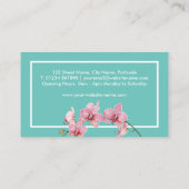 水の色をパーソナライズするピンクの蛾の蘭 名刺 (裏面)