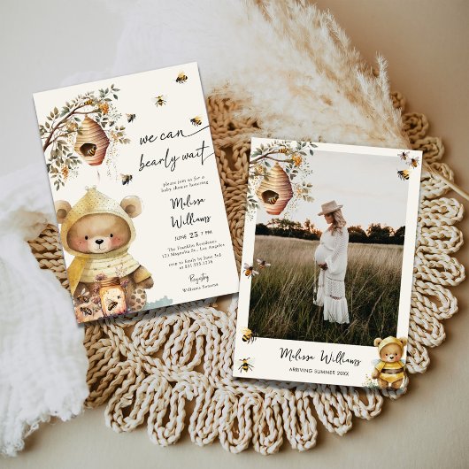 水の色を我々はbearly待つことができる写真の赤ちゃんシャワー 招待状