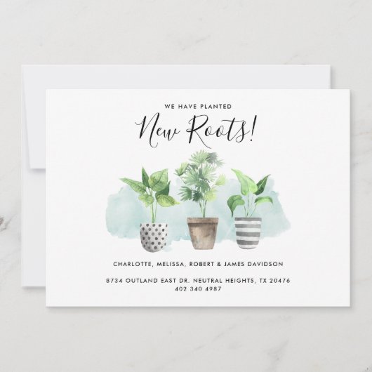 水の色を植えた新しい根の移動アドレス移動 案内状 (正面)