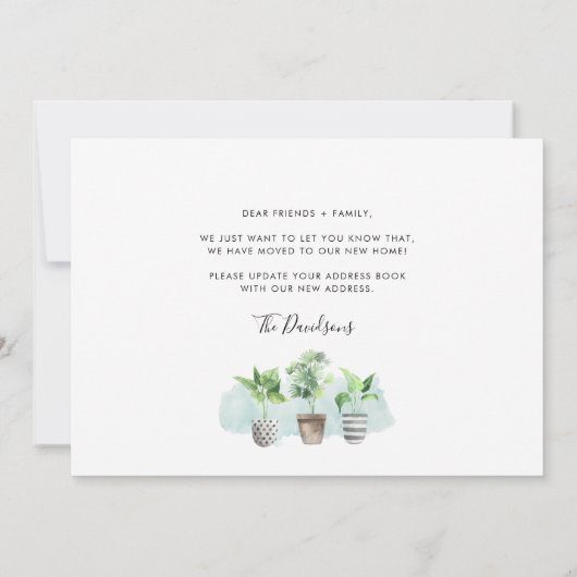 水の色を植えた新しい根の移動アドレス移動 案内状 (裏面)