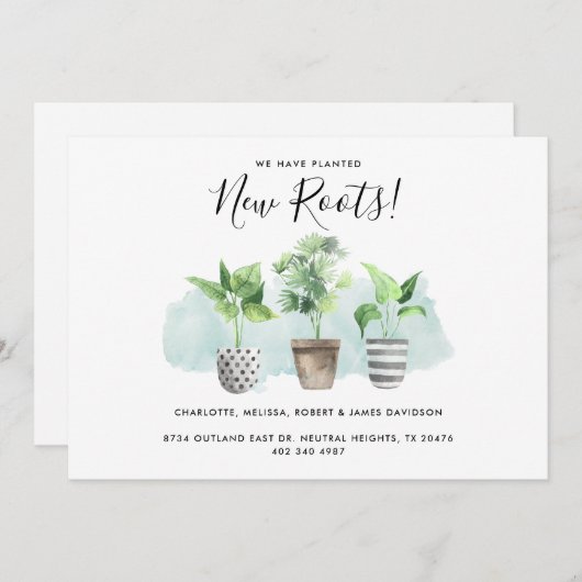 水の色を植えた新しい根の移動アドレス移動 案内状 (正面/裏面)