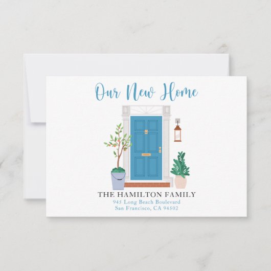 水の色を移動した新しいホーム発表 サンキューカード (正面)