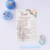 水の色を見つけるゲストブライダルシャワーゲームカード チラシ (シングル)