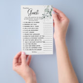 水の色を見つけるゲストブライダルシャワーゲームカード チラシ (ハンドル)