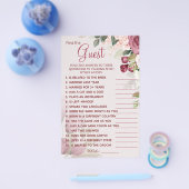 水の色を見つけるゲストブライダルシャワーゲームカード チラシ (シングル)