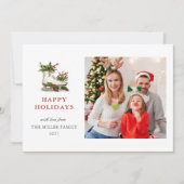 水の色アイススケートファミリーフォトホリデー シーズンカード (正面)