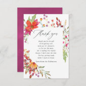 水の色アクアレルワイルドフラワーベビーシャワー サンキューカード (正面/裏面)