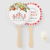 水の色アップルの目の秋の赤ちゃんシャワー ハンドファン (正面&裏面)