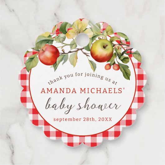 水の色アップルの目の秋の赤ちゃんシャワー フェイバータグ (裏面)