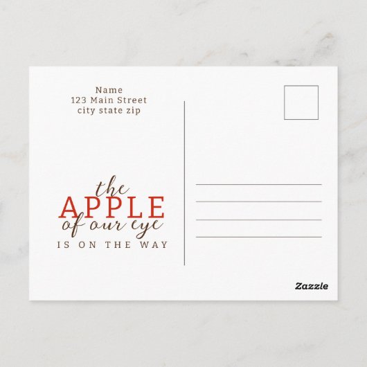 水の色アップルの目の秋の赤ちゃんシャワー ポストカード (裏面)