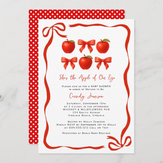 水の色アップルの私たちの目の秋ベビーシャワー 招待状 (正面/裏面)