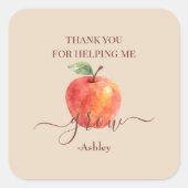 水の色アップル先生 – ありがとうギフト –  スクエアシール (正面)