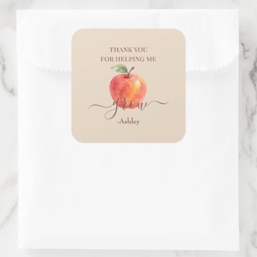 水の色アップル先生 – ありがとうギフト – スクエアシール (バッグ)