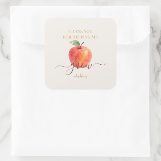 水の色アップル先生 – ありがとうギフト – スクエアシール (バッグ)