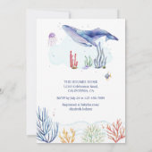 水の色アドベンチャーベビー航海のシャワー 招待状 (裏面)