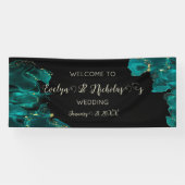 水の色アナスタシアブラックとグリーン結婚ズ 横断幕 (横)