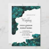 水の色アナスタシアブラック&グリーンウェディング招待 招待状 (正面)