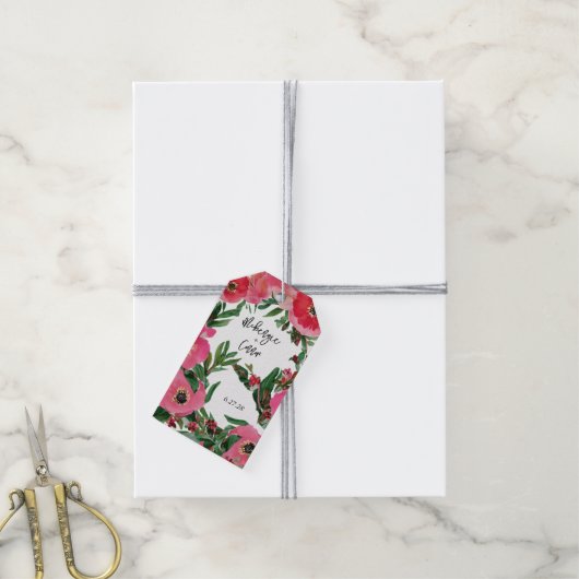 水の色アネモン結婚ズ ギフトタグ (より糸付き)