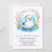 水の色アヒルかわいい牧草地の男の子の赤ちゃんシャワー 招待状 (正面)