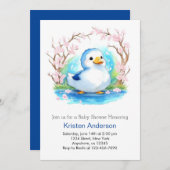 水の色アヒルかわいい牧草地の男の子の赤ちゃんシャワー 招待状 (正面/裏面)