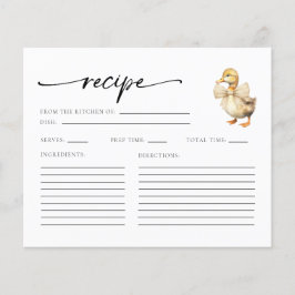 水の色アヒル赤ちゃんシャワーレシピカード