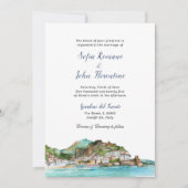 水の色アマルフィコーストイタリアスカイライン結婚ズ 招待状 (正面)