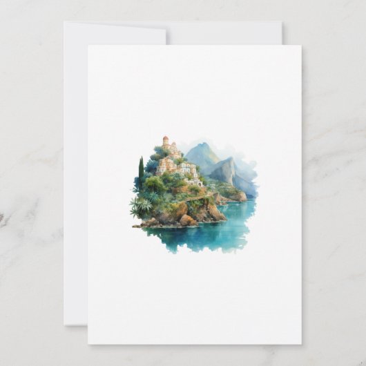 水の色アマルフィコーストイタリア宛先ウェディング 招待状 (裏面)