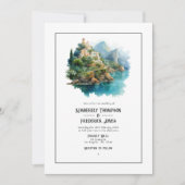 水の色アマルフィコーストイタリア宛先ウェディング 招待状 (正面)