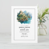 水の色アマルフィコーストイタリア宛先ウェディング 招待状 (スタンド正面)