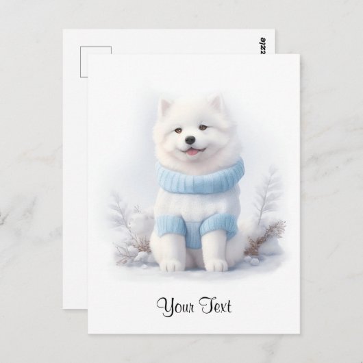 水の色アメリカのエスキモー子犬ペルソナライズポー ポストカード (正面/裏面)