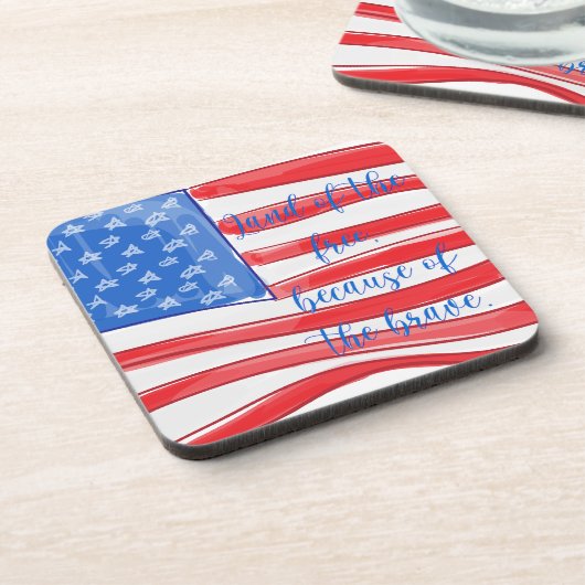 水の色アメリカ国旗の土地の無料 コースター (左側)