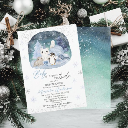 水の色アルティックベビーその冷たい屋外ベビーシャワー 招待状