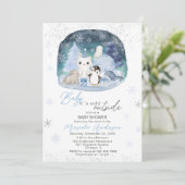 水の色アルティックベビーその冷たい屋外ベビーシャワー 招待状 (スタンド正面)