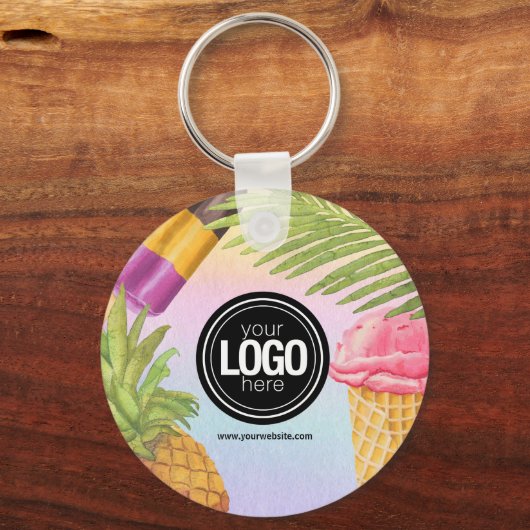 水の色アートをカスタマイズしたアイスクリームテーマ キーホルダー (裏面)
