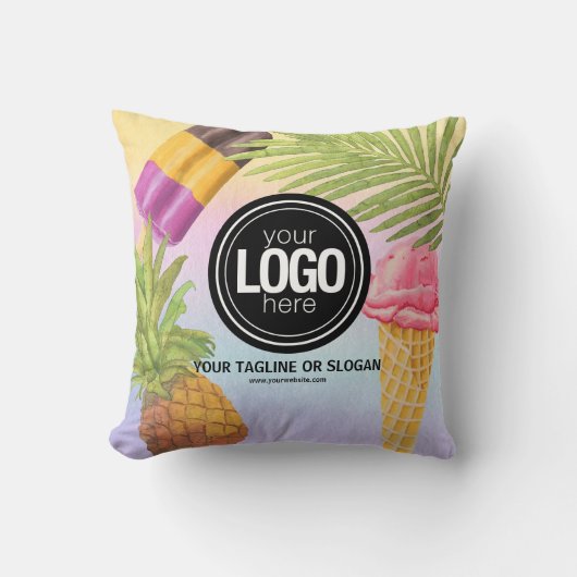 水の色アートをカスタマイズしたアイスクリームテーマ クッション (正面)