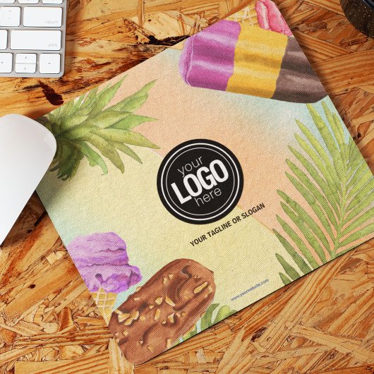 水の色アートをカスタマイズしたアイスクリームテーマ マウスパッド