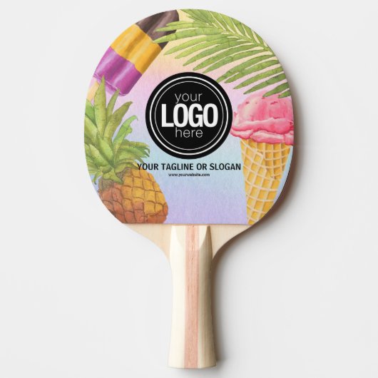 水の色アートをカスタマイズしたアイスクリームテーマ 卓球ラケット (正面)