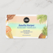 水の色アートをカスタマイズしたアイスクリームテーマ 名刺 (正面)