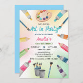水の色アートをパーティーに！バースデー 招待状 (正面/裏面)