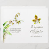 水の色アートオーキッドフラワーウェディングプログラム (正面/裏面)