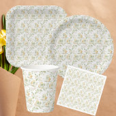 水の色イエローのベビーチックス復活祭パターン ペーパープレート