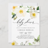 水の色イエローアネモンフローラ赤ちゃんシャワー 招待状 (正面)
