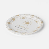 水の色イエローサン素朴ボホベイビーシャワー ペーパープレート (アングル)