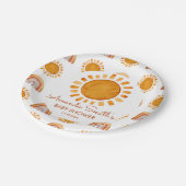 水の色イエローサン素朴ボホベイビーシャワー ペーパープレート (アングル)