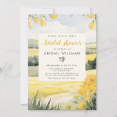 水の色イエローフローラカントリーサイドブライダルシャワー 招待状 (正面)