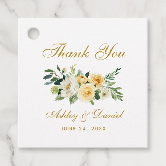 水の色イエローフローラ金ゴールド結婚の感謝 フェイバータグ (正面)