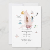 水の色イギリスUKロンドン宛先ウェディング 招待状 (正面)