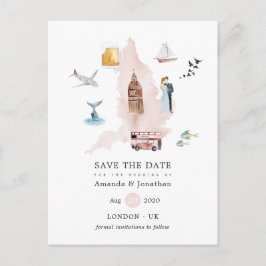 水の色イギリスUKロンドン宛先ウェディング 案内ポストカード