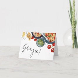 水の色イタリアンの食べ物アモーア！ サンキューカード